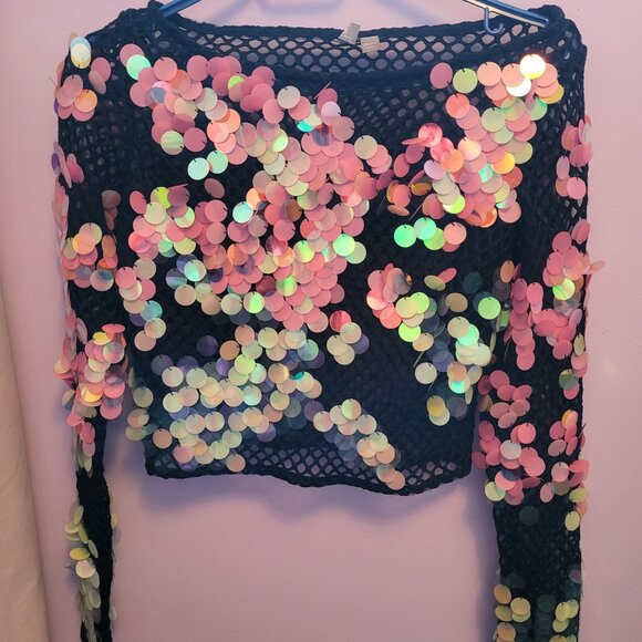 Asos fishnet top with sequins - Picture 2 of 4